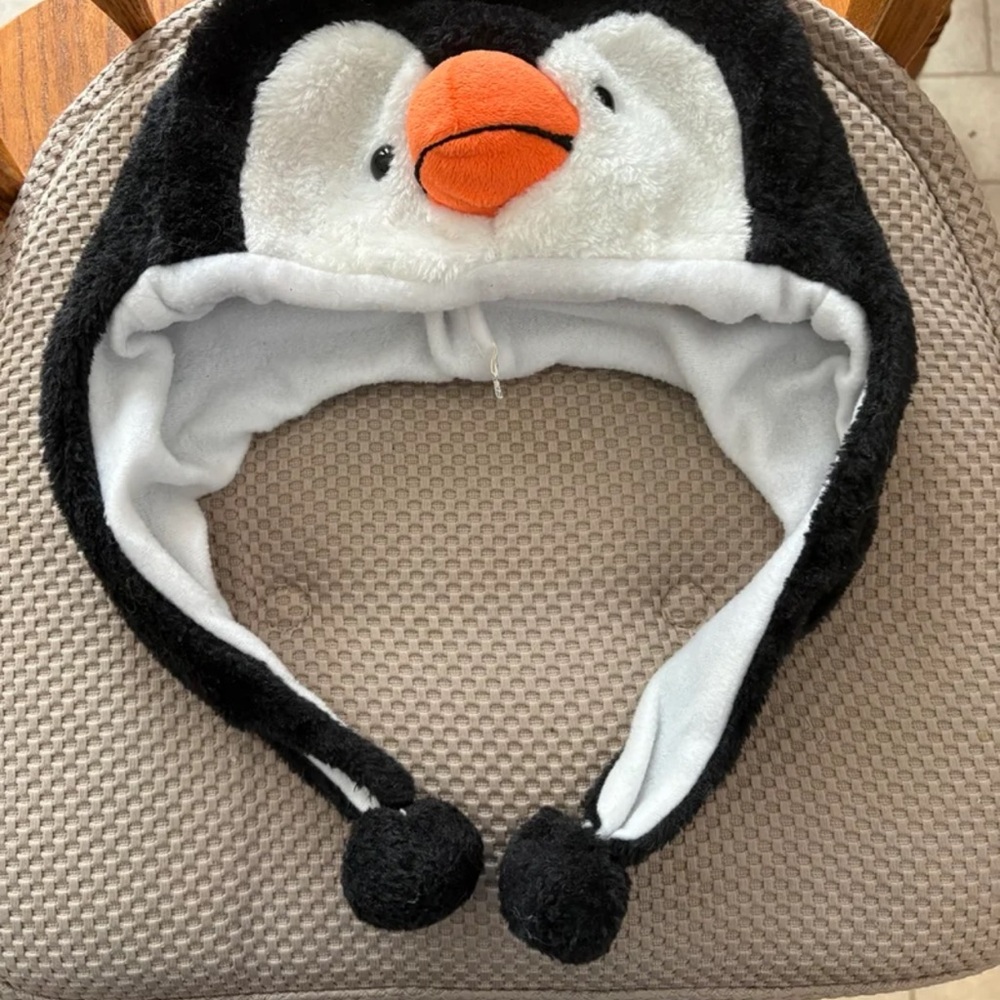 Penguin Plush Hat with Ear Flaps